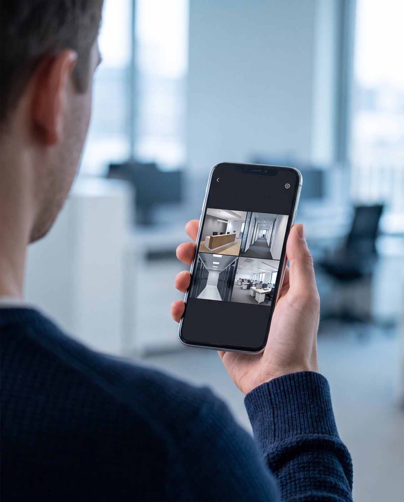 Kamerafeeds vist live i app på mobiltelefon